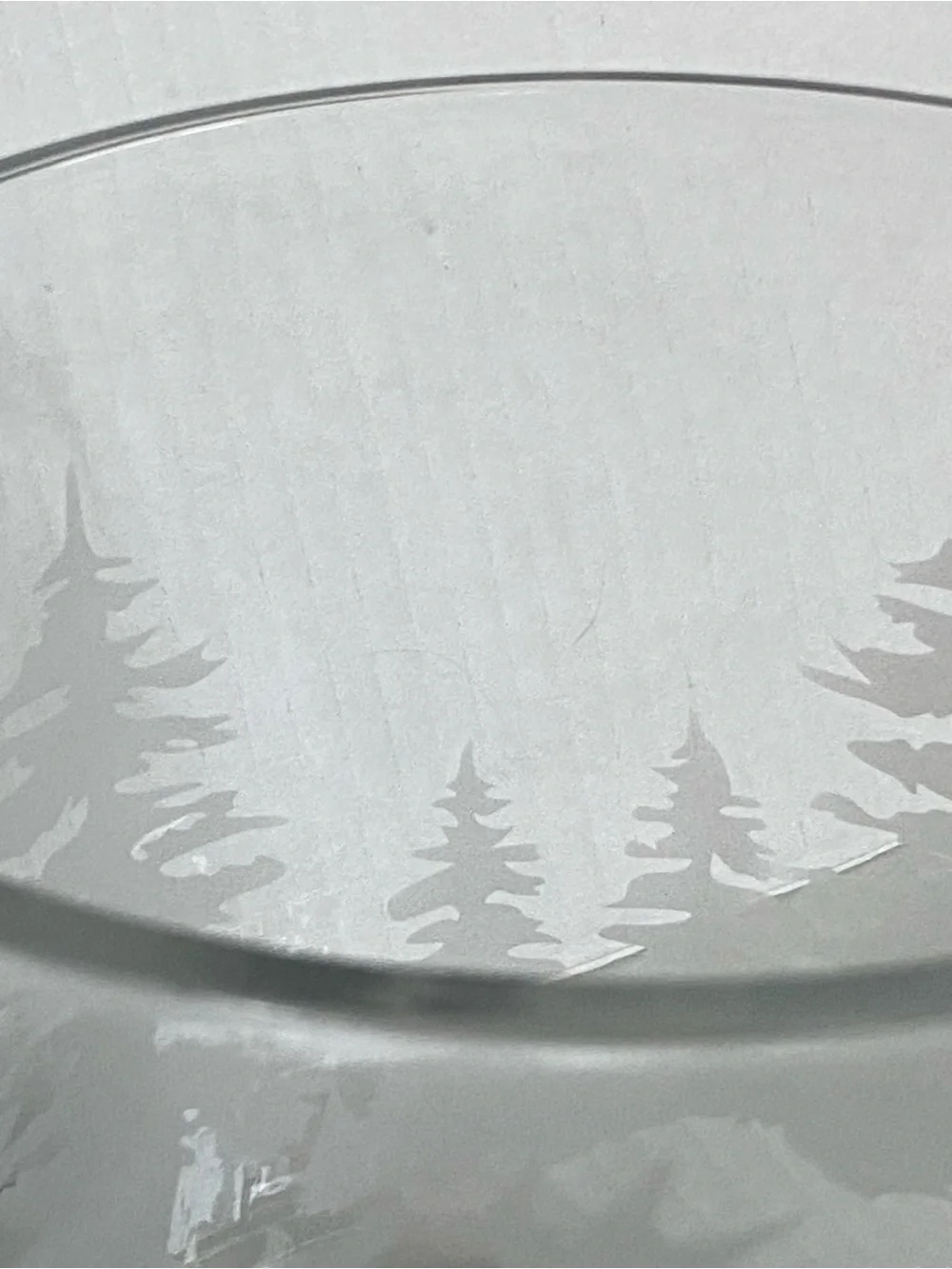 Etched Glass Cylinder Pillar Candle Holder 6” X 6” Vase Woodland Deer Tree EUC
